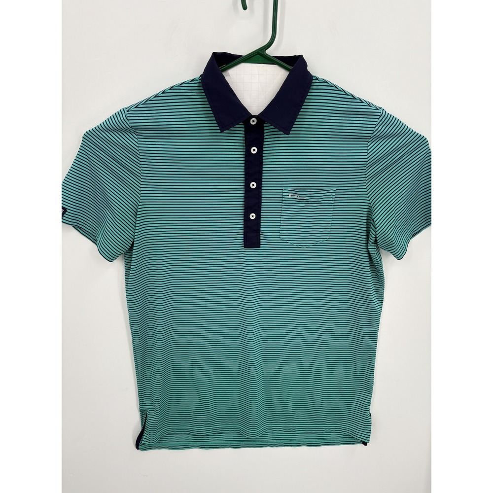 LOT (2) - RLX Ralph Lauren Men's Striped Short Sleeve Golf Polo Shirts, Medium - Picture 7 of 9